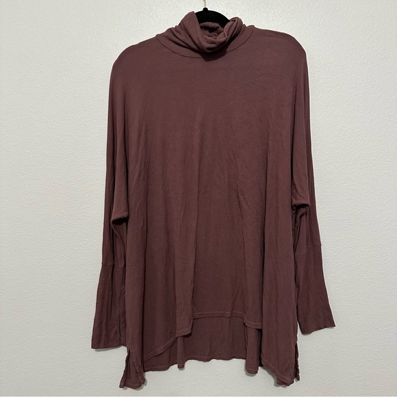 Michael Lauren women’s purple brown rib knit turtleneck oversized tunic M medium - Picture 1 of 3